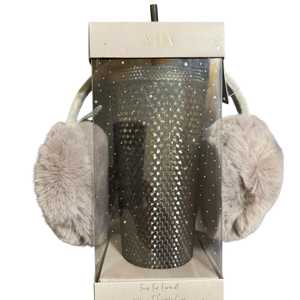 Woman’s Collection XIIX Textured Tumbler & Earmuff Set - gun metal, NWT
